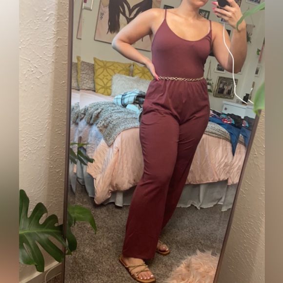 Strapless maroon jumpsuit - Picture 4 of 8